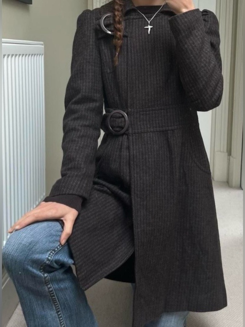 Topshop Dark Brown Belted Trench Coat